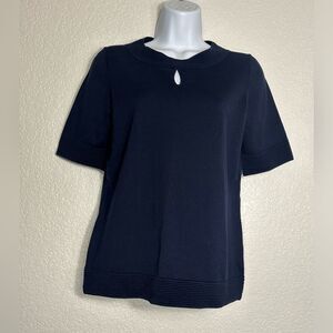 Pendleton Keyhole Neck Silk Blend Blouse‎ Top NWT Navy Small